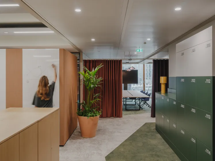 Hallway with Lockers Suez Offices Carpet Tile Collection Haze